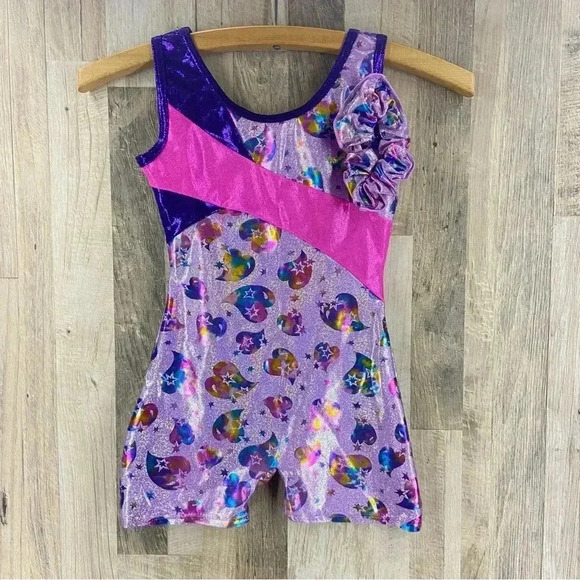 Mondor Gymnastics Dance One Piece Child Size 8-10 Sparkle Matching Scrunchie - Picture 1 of 8